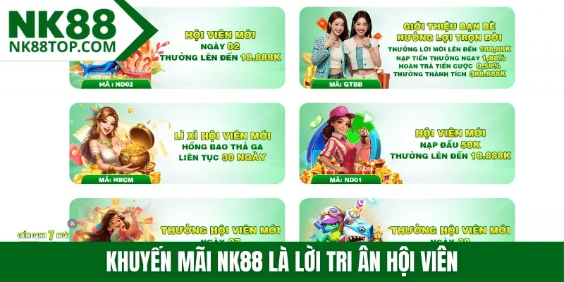 Khuyến mãi NK88 là lời tri ân hội viên