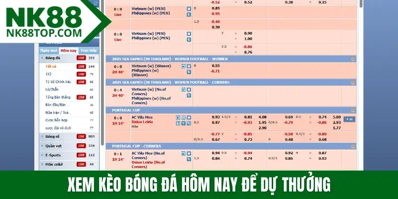 Xem kèo bóng đá hôm nay để dự thưởng